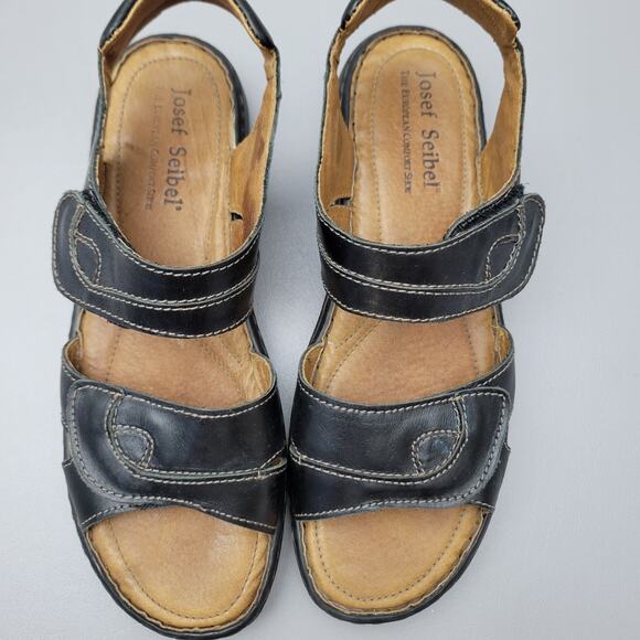 Joseph Seibel Sandals Womens Size 41 / 10 US Black Debra Leather Comfort - Picture 6 of 12